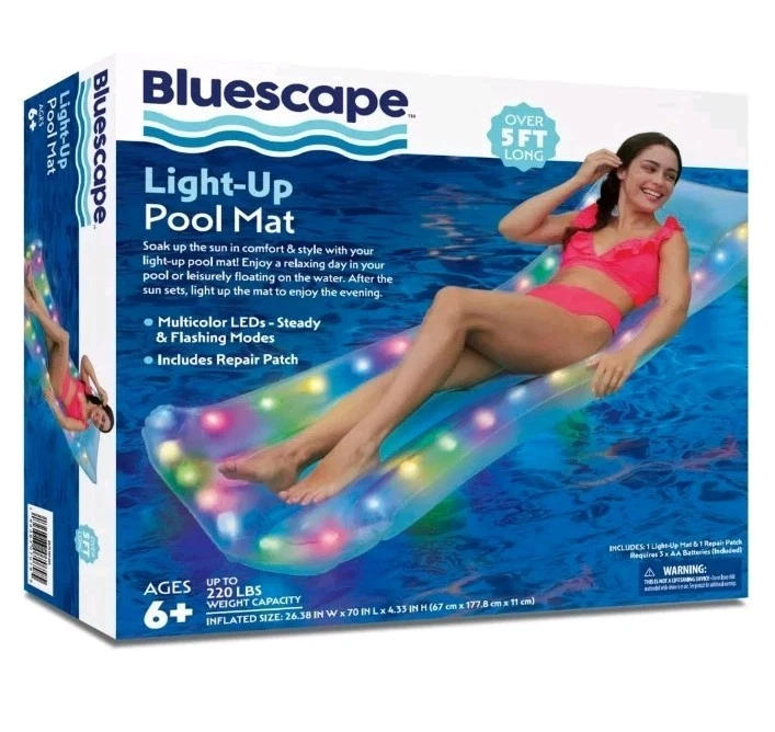 LOT 4 Bluescape LED light Up Pool Mat Color Changing Pool Float NIB PARTY