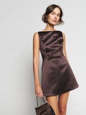 Reformation Zenni Dress Chocolate Brown Satin Size 0 NWOT