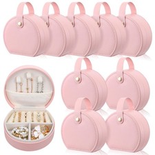 10 Pack Travel Jewelry Case Mini Leather Bridesmaid Jewelry Gift Box Bulk, Half