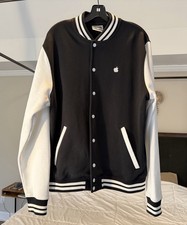 Apple Varsity Jacket Employee Gift Vantage men s Large Black White Letter L nice