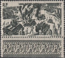 REUNION pa  38 ** MNH Poste aérienne Du Tchad au Rhin Mareth tank 1946