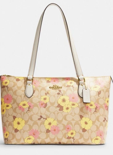 Borsa Coach CH727 kaki chiaro stampa floreale firma galleria nuova con etichette festa della mamma ?