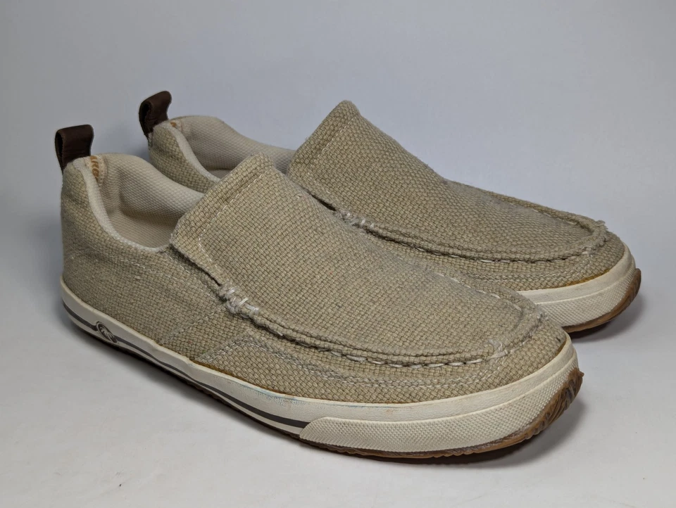 Zapatos Mocasines Margaritaville Barbados Para Hombre Talla 9.5 Lona Sin Cordones Beige Foto 2 de 4