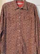 Duffer Shirt Vintage 90s Unisex Floral Needlecord Cord Size Medium 44" Chest