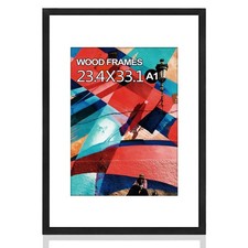 A1 Poster Frame,23.4x33.1 Natural Soild Wood Black Picture Frames with Polish...