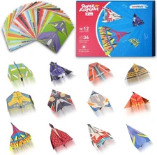 Paper Airplane Kits – 12 Classic Origami Designs, 36 Sheets – Creative World