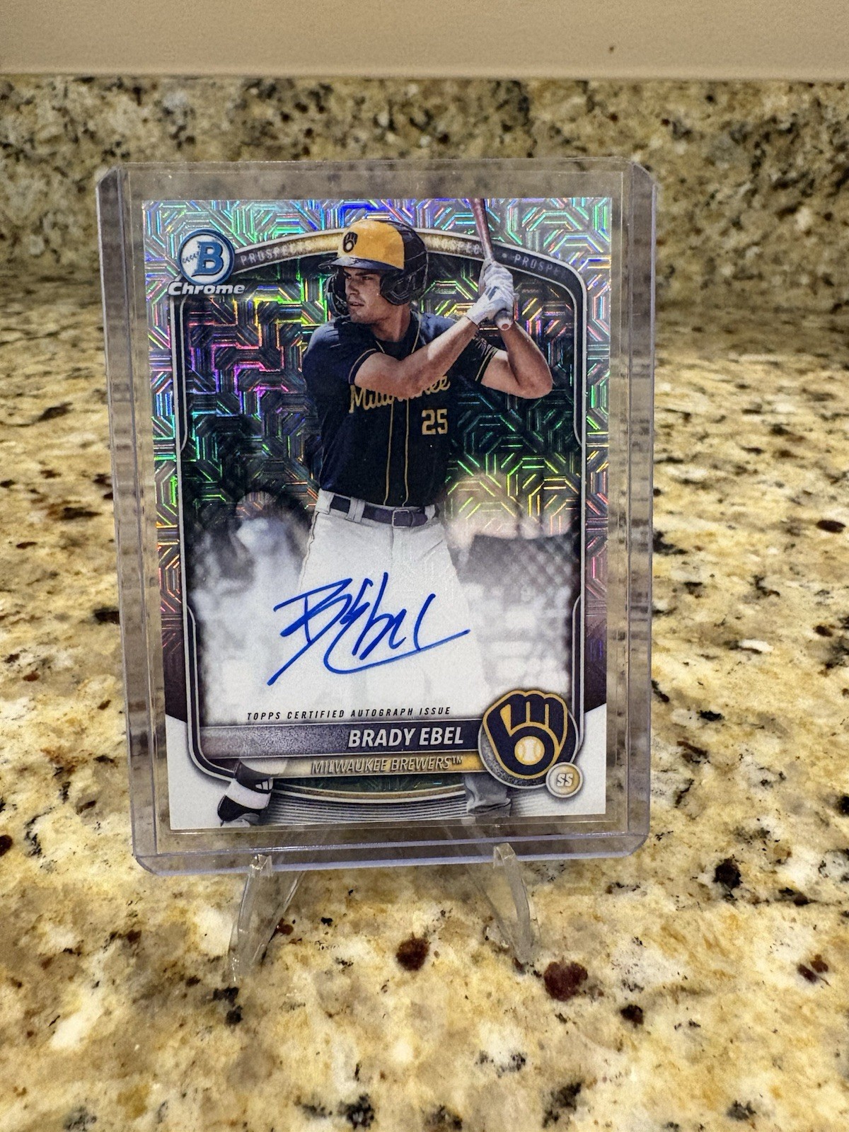 2025 Bowman Draft #BMA-BE Brady Ebel Mega Auto Milwaukee Brewers 1st rounder