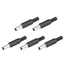 5Pcs DC Male Connector 5.5mm x 2.5mm x 14mm Power Cable Jack Adapter Black