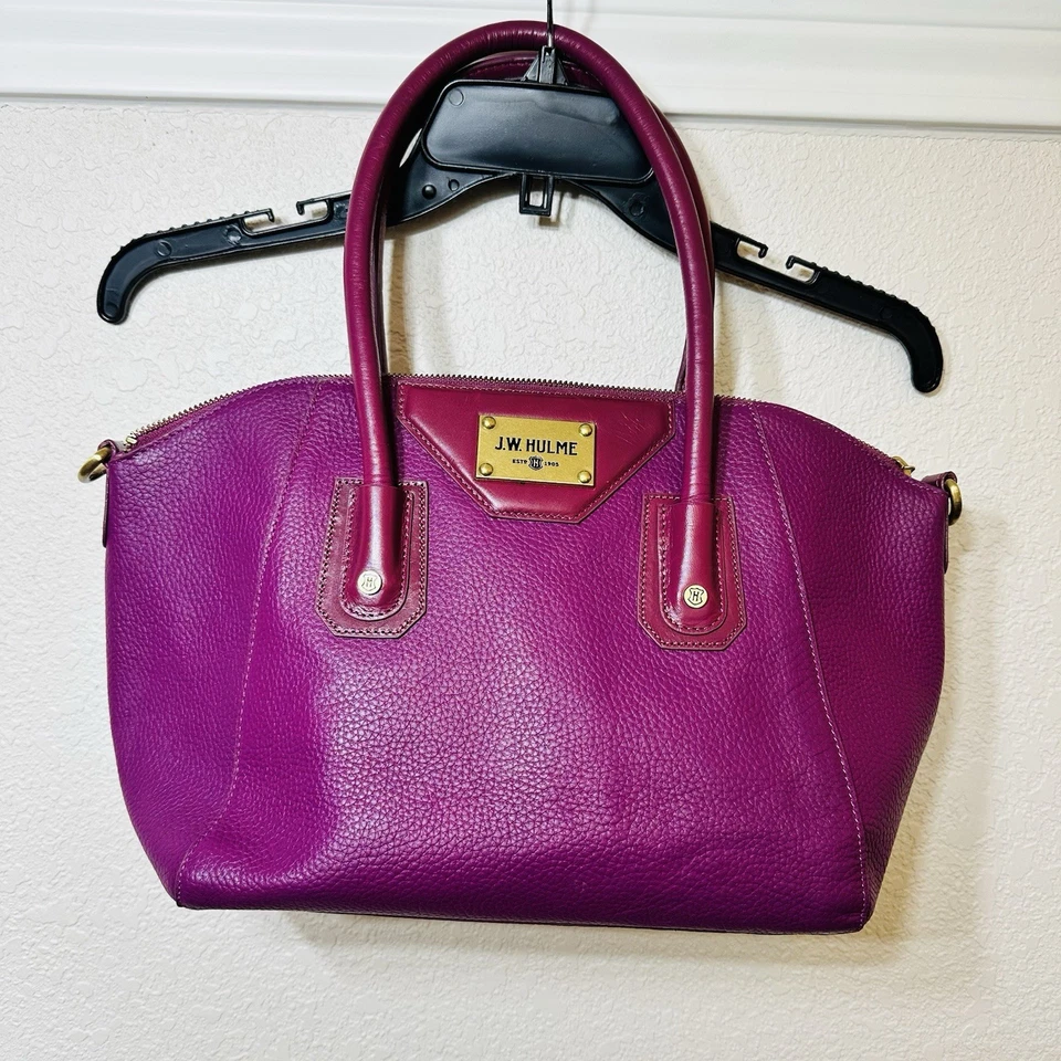 J.W. Hulme Co. кожаная сумка с короткими ручками сумка пурпурный розовый шагреневой кожи золотой сумочки - Изображение 2 из 4