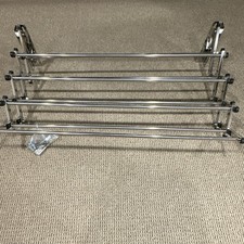Polished Silver Metal Wall Mounted Bathroom Towel Rack with Four Bars