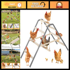 Solid Wood Chicken Roosting Bar with Swing - Rustproof Iron Perch for Healthy Po