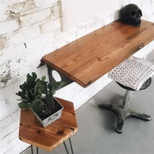 Industrial Rustic Wall-Mounted Table, Dining Table Desk, Pine Wood Wall-Mounted