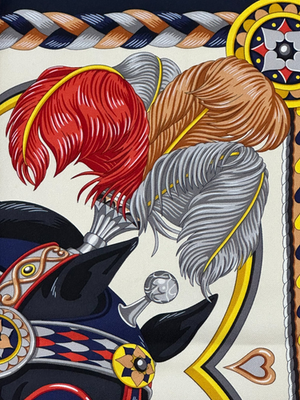 UNUSED! HERMES Harnais De Coeur Carre 90 Silk Scarf Horse Navy