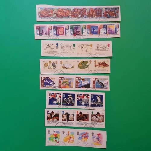 GB 1988 COMMEMORATIVE STAMPS YEAR PACK = 8 FINE USED SETS EX FDC ON PIECE #4232