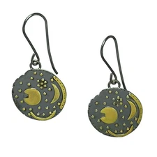 Earrings 18mm Sky Disc from Nebra made of 925 silver partially gold-plated