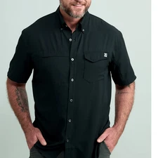 HUK Tide Point Short Sleeve Button-Down, Black, Size Large, NWT