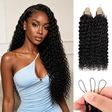 Human Crochet Hair for Black Women 14in Water Wave Pre-Separated 60g 1B Black