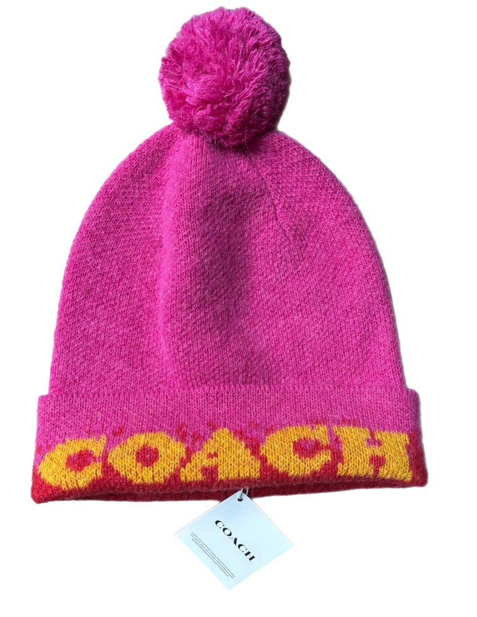 Coach‎ Women\'s Color Block Wool Blend Pink Knit Pom Pom Hat New with tags COACH pom-pom hat, color block | Mercari main image 3