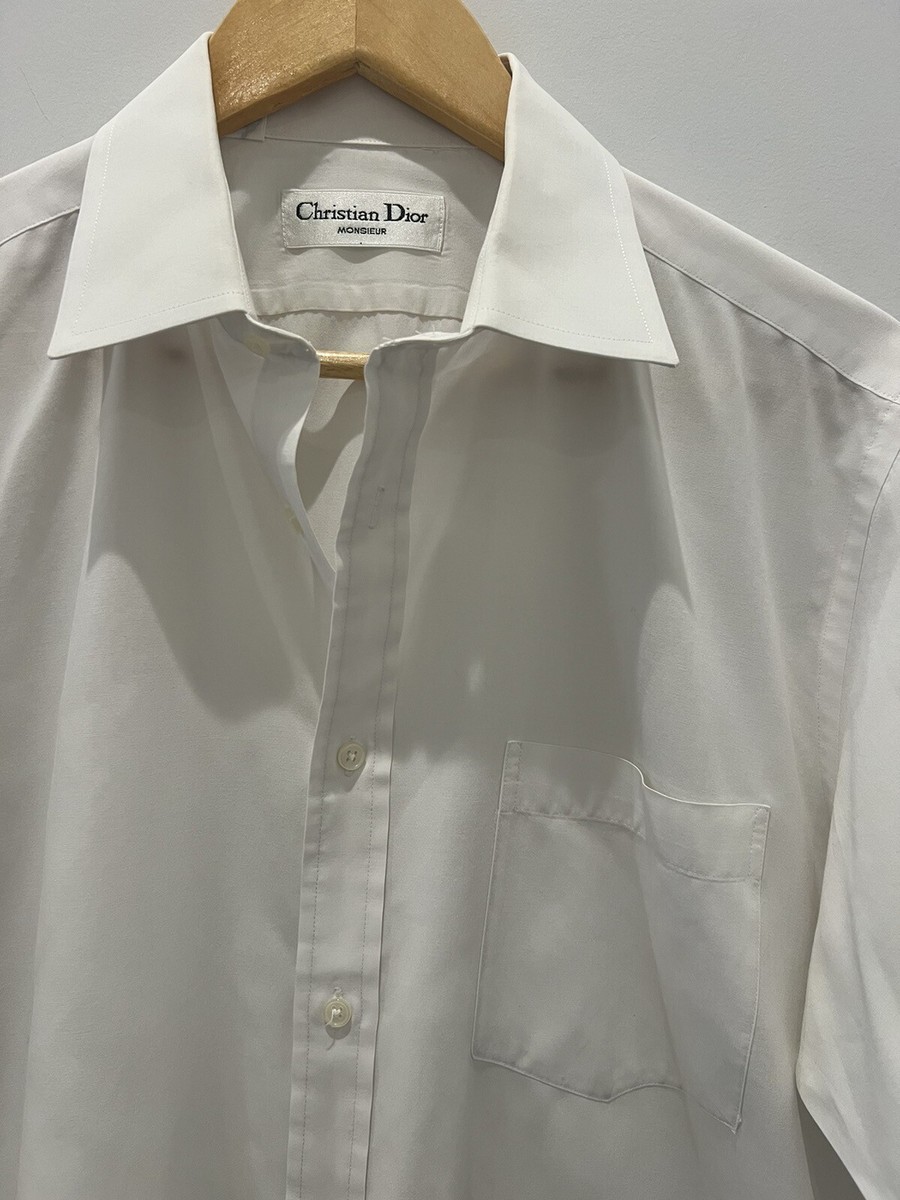 VINTAGE 90s Christian Dior Men's Dress Shirt - White 16.5
