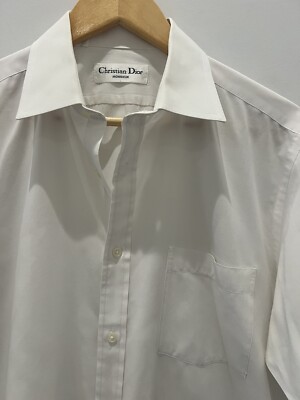 VINTAGE 90s Christian Dior Men's Dress Shirt - White 16.5 / 42 | eBay