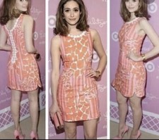 LILLY PULITZER For Target Orange Pink Giraffe 100% Linen Sheath Dress Sz 6