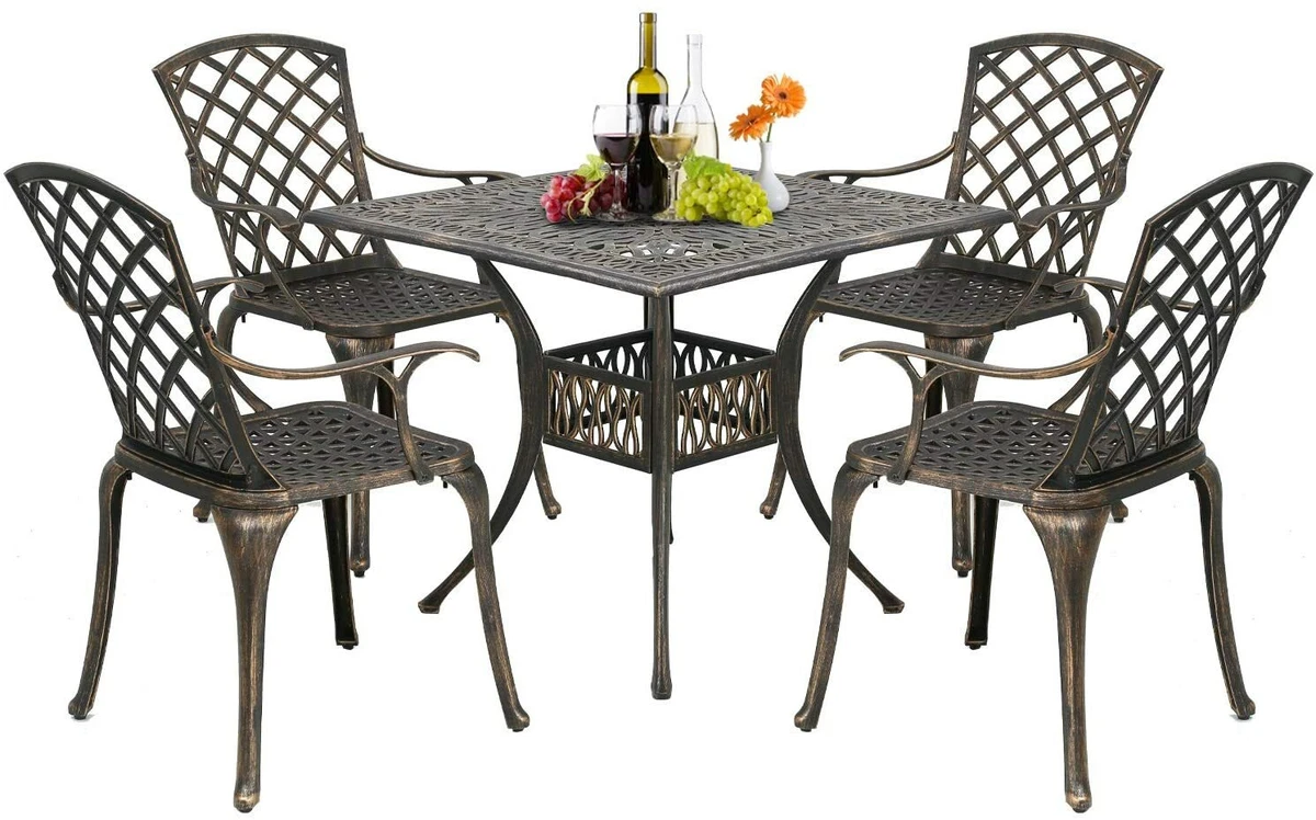 FDW Patio Table Chat Weather Resistant Set Chairs Set of 4 Wrought