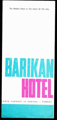 Vintage Barikan Hotel Ankara Turkey Leaflet Prices Mini Map Travel Tourist