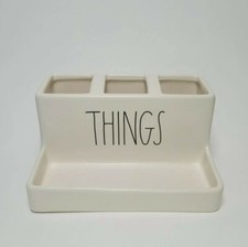 Rae Dunn 3 Sections Ivory  THINGS" Bathroom Makeup Desk Tray Divided Organizer