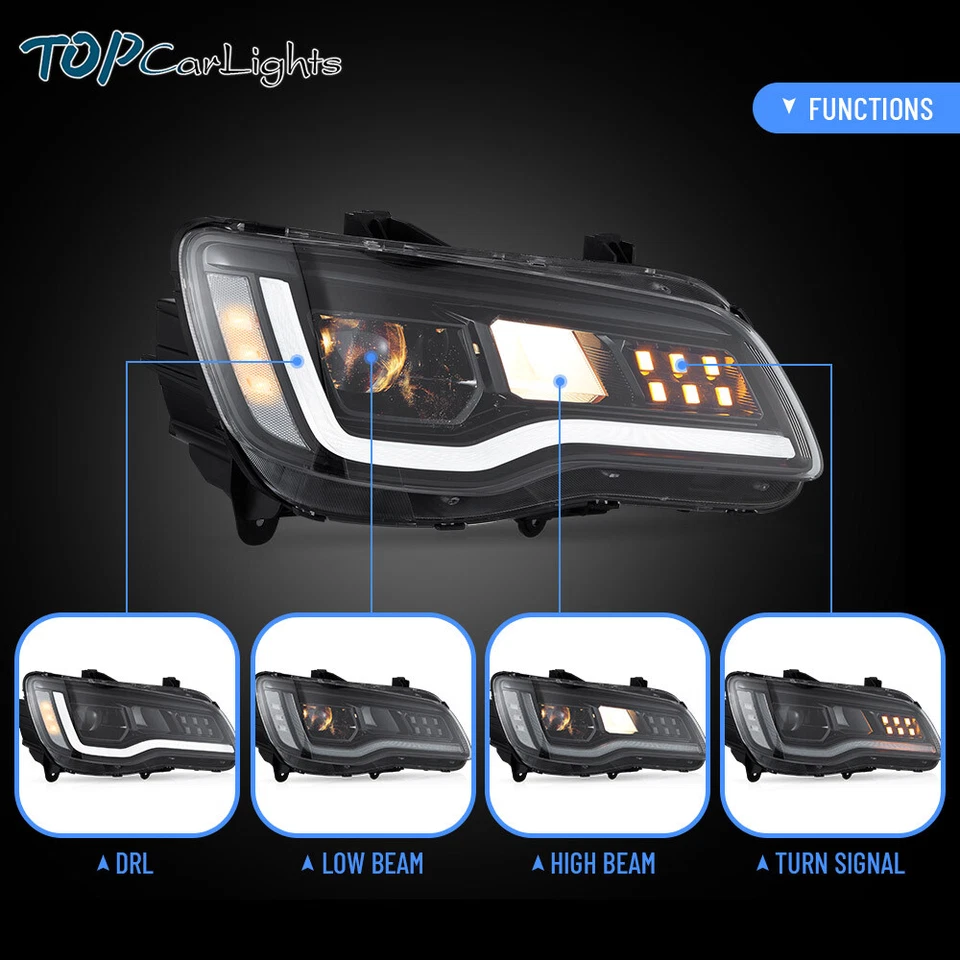 VLAND LED Headlights+Red LED Tail Lights For 2011-14 Chrysler 300 w/Animation - Image 2 of 4