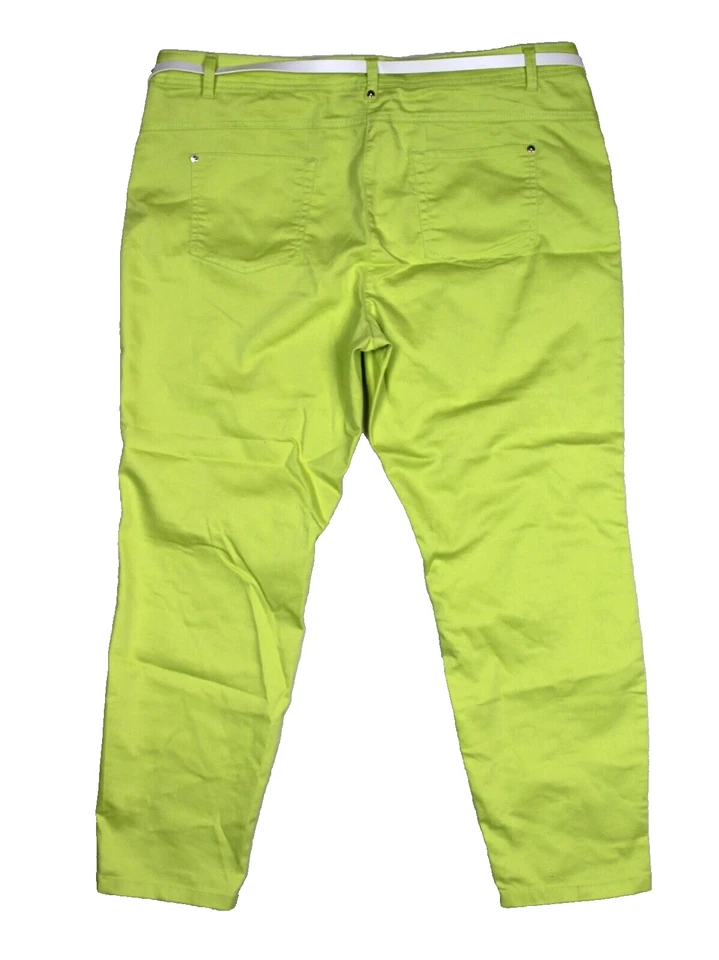C&A CANDA Damen Stretch Hose mit Gürtel neongrün Sommer Gr. 48 Übergröße - Bild 4 von 4