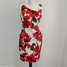 Nine West Women Sleeveless Floral Mini Dress Size 8  Red white green