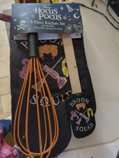DISNEY HOCUS POCUS ~ BROOM SQUAD 3 Piece Kitchen Set-Oven Mitt, Spatula & Whisk