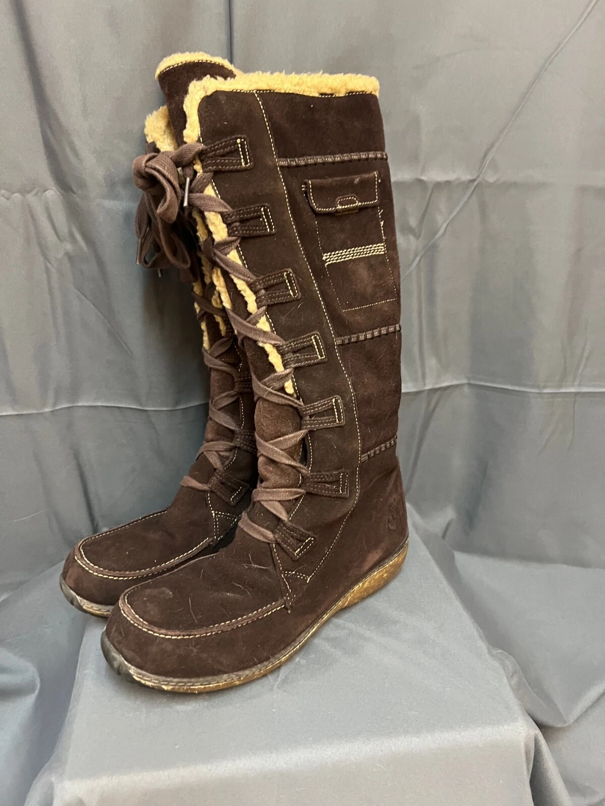 Stivali Timberland donna 8 5 Earthkeeper Granby marrone scamosciato alto sherpa impermeabile