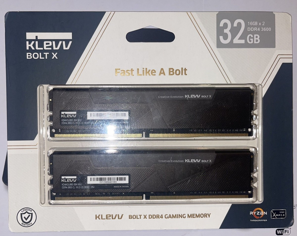 KLEVV BOLT X 32GB kit (16GB x2) DDR4-3600 MHz XMP Gaming