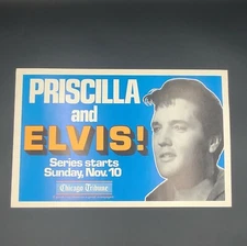 Vintage 80s Chicago Tribune Elvis Priscilla Newspaper Stand  Insert Card Sign
