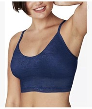 MAIDENFORM All Over Lace Longline Navy Blue Wireless Bralette Women s Medium Bra