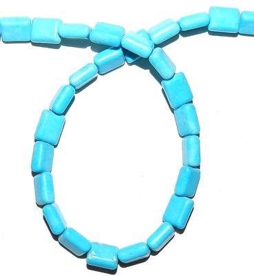 T292 Blue Turquoise 10mm Flat Rectangle Magnesite Gemstone Beads 15'' 