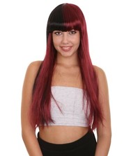 Adult Women's Long Black and Red Halloween Wig HW-1822 Adult 