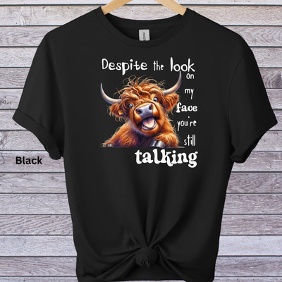 Funny Highland Cow T shirt Graphic Print T shirt Unisex Novelty Tee