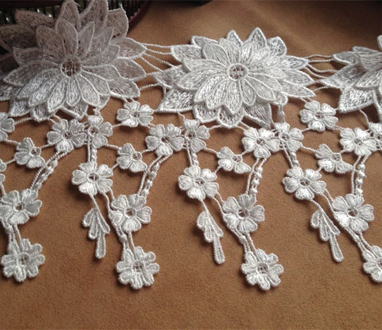 Blanco Crudo de Boda Vestido Noche Encaje Ribete Guipure Disfraz Cinta Recortar - Imagen 1 de 1