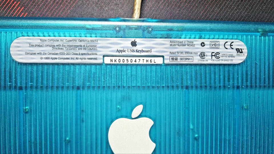 Apple USB tastiera QZERTY Modello M2452 anni 1999 blu Vintage FUNZIONANTE - Immagine 3 di 4