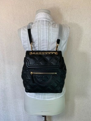 Tory Burch Black Leather Mini Soft Fleming Quilted ...