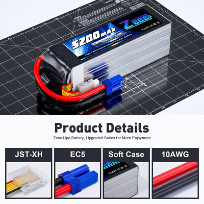 Zeee 6S Lipo Battery 22.2V 100C 5200mAh EC5 for RC Car Truck