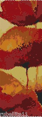 Poppies Peyote Cuff Beaded Bracelet Pattern by Karen Zumbrun