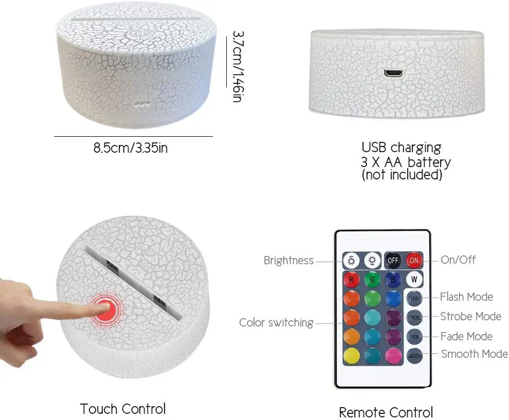 Lampe 3D Fortnite idee cadeau ado avec telecommande et socle tactile retroeclaire - 3