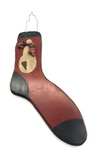 Primitive Country Decor Wooden Hand Painted Christmas Stocking Farmhouse Folkart