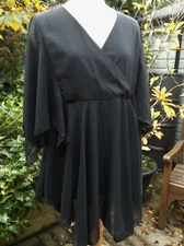 Antthony Studio Size XL New with Tags Black Floaty Shear Top/ Blouse Lined Body 