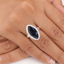 Natural London Blue Topaz Gemstone925 Sterling Silver Handcrafted Partywear Ring