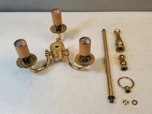 Polished Brass 3 Light Lamp Cluster with 3-Way Switch, Sockets, & Related Parts - Picture 1 of 7