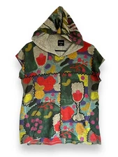 Inoah Art-To-Wear Shirt Thin Knit Hooded Cap Sleeve Top XS/S USA Made